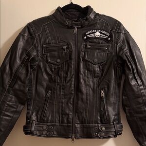 Harley-Davidson Black Coated Canvas Motorcycle Jacket S